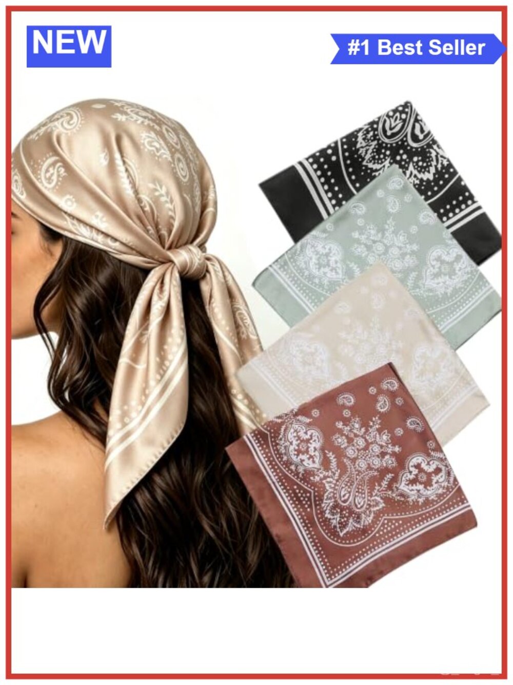 Satin Silk Head Hair Scarf Bandana Neck Scarf Wrap Set Women
